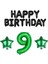 Siyah Happy Bırthday Yeşil Rakam ve Yıldız Folyo Balon Seti Yaş 9 1