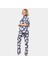 Yaprak Desenli Kısa Kollu Gömlek Yaka Pijama Takımı 4
