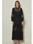Uzun Kollu Siyah Dokuma Elbise 1
