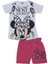 Kız Çocuk Mickey Mouse Kalp Baskılı 2'li Alt Üst Şort Takım 1