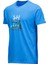 Erkek Bisiklet Yaka Standart Fit Göğüs Baskılı Indigo T-Shirt 1