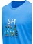 Erkek Bisiklet Yaka Standart Fit Göğüs Baskılı Indigo T-Shirt 2
