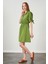 Kadın Petrol Yeşili Kolları Bağlamalı Poplin Elbise 3