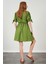 Kadın Petrol Yeşili Kolları Bağlamalı Poplin Elbise 5