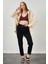 Kadın Siyah Beli Kendinden Kemerli Gabardin Basic Pantolon 1