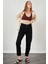 Kadın Siyah Beli Kendinden Kemerli Gabardin Basic Pantolon 2