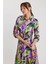 Batik Desen Uzun Kol Kuşaklı Elbise 4