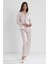 1160 Kadın Saten Dantelli Pijama Takımı-Pudra 1
