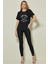 Baskılı Siyah Modal Tayt 5
