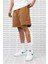 Solo Swoosh Oversize Fit Unisex Shorts Bol Kesim Şardonlu Kalın Şort Kahverengi 1