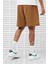 Solo Swoosh Oversize Fit Unisex Shorts Bol Kesim Şardonlu Kalın Şort Kahverengi 2