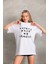 Baskılı Oversize T-Shirt Beyaz 5
