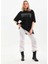 Taş Desenli Oversize T-Shirt Siyah 5