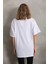 Taş Desenli Oversize T-Shirt Beyaz 2