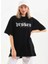 Stil Aura Unisex Baskılı Oversize T-Shirt - Siyah 4