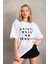 Stil Aura Unisex Baskılı Oversize T-Shirt - Beyaz 1