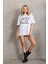 Stil Aura Unisex Baskılı Oversize T-Shirt - Beyaz 4