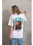 Stil Aura Unisex Baskılı Oversize T-Shirt - Beyaz 2