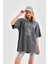 Taş Desenli Oversize T-Shirt Füme 4