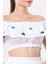 Lavinya Vual Lastik Detaylı Nakışlı Yazlık Crop Bluz Beyaz Byz 3