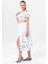 Lavinya Vual Lastik Detaylı Nakışlı Yazlık Crop Bluz Beyaz Byz 4