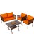Hilda Alüminyum Bahçe Oturma Grubu Turuncu 2+1+1+Sehpa 2