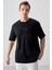 Siyah %100 Pamuk Kalın Yumuşak Dokulu Oversize Fit Baskılı Erkek T-Shirt - 88361 1