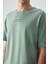 Açık Yeşil %100 Pamuk Kalın Yumuşak Dokulu Oversize Fit Baskılı Erkek T-Shirt - 88354 2