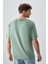 Açık Yeşil %100 Pamuk Kalın Yumuşak Dokulu Oversize Fit Baskılı Erkek T-Shirt - 88354 5