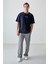 Lacivert %100 Pamuk Kalın Yumuşak Dokulu Oversize Fit Baskılı Erkek T-Shirt - 88359 3