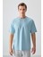 Açık Mavi Pamuklu Kalın Yumuşak Dokulu Oversize Fit Basic Erkek T-Shirt - 88377 3