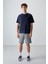 Lacivert %100 Pamuk Kalın Yumuşak Dokulu Oversize Fit Basic Erkek T-Shirt - 88353 3