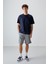 Lacivert %100 Pamuk Kalın Yumuşak Dokulu Oversize Fit Basic Erkek T-Shirt - 88353 4