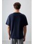 Lacivert %100 Pamuk Kalın Yumuşak Dokulu Oversize Fit Basic Erkek T-Shirt - 88353 5