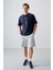 Lacivert %100 Pamuk Kalın Yumuşak Dokulu Oversize Fit Baskılı Erkek T-Shirt - 88355 3