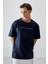 Lacivert %100 Pamuk Kalın Yumuşak Dokulu Oversize Fit Baskılı Erkek T-Shirt - 88357 1