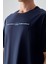 Lacivert %100 Pamuk Kalın Yumuşak Dokulu Oversize Fit Baskılı Erkek T-Shirt - 88357 3
