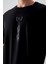 Siyah %100 Pamuk Kalın Yumuşak Dokulu Oversize Fit Baskılı Erkek T-Shirt - 88355 2