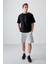 Siyah %100 Pamuk Kalın Yumuşak Dokulu Oversize Fit Baskılı Erkek T-Shirt - 88355 3