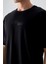 Siyah %100 Pamuk Kalın Yumuşak Dokulu Oversize Fit Baskılı Erkek T-Shirt - 88361 3