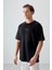 Siyah %100 Pamuk Kalın Yumuşak Dokulu Oversize Fit Baskılı Erkek T-Shirt - 88361 4