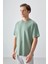 Açık Yeşil %100 Pamuk Kalın Yumuşak Dokulu Oversize Fit Basic Erkek T-Shirt - 88353 1