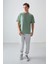 Açık Yeşil %100 Pamuk Kalın Yumuşak Dokulu Oversize Fit Basic Erkek T-Shirt - 88353 2