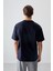Lacivert Pamuklu Kalın Yumuşak Dokulu Oversize Fit Basic Erkek T-Shirt - 88377 5