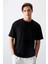 Siyah Pamuklu Kalın Yumuşak Dokulu Oversize Fit Basic Erkek T-Shirt - 88377 3