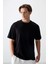 Siyah Pamuklu Kalın Yumuşak Dokulu Oversize Fit Basic Erkek T-Shirt - 88377 5