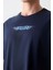 Lacivert %100 Pamuk Kalın Yumuşak Dokulu Oversize Fit Baskılı Erkek T-Shirt - 88356 3