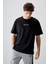 Siyah %100 Pamuk Kalın Yumuşak Dokulu Oversize Fit Baskılı Erkek T-Shirt - 88359 4