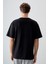Siyah %100 Pamuk Kalın Yumuşak Dokulu Oversize Fit Baskılı Erkek T-Shirt - 88359 5