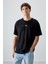 Siyah %100 Pamuk Kalın Yumuşak Dokulu Oversize Fit Baskılı Erkek T-Shirt - 88357 4